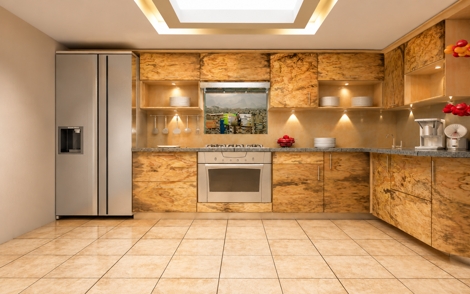 Modern kitchen featuring a Skinrock West natural stone accent wall that enhances the space with elegant texture and timeless design.