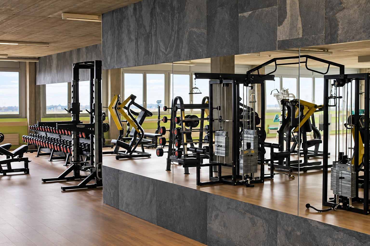 fitness-studio-stone-walls-and-mirrors